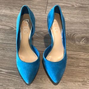 BCBG Blue Suede Heels